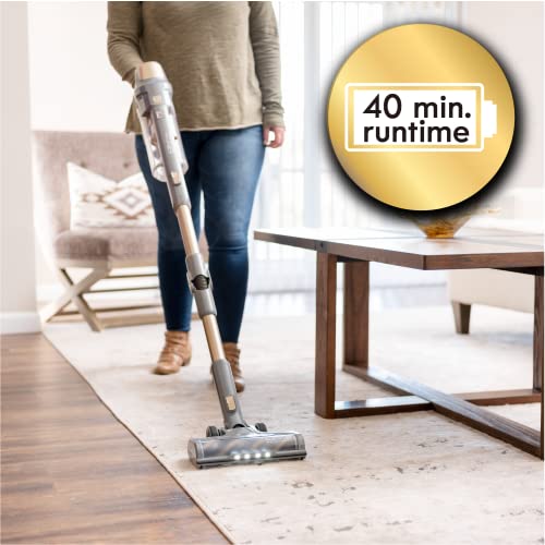 Image of Kenmore DS4095 Brushless Cordless Stick Vacuum with EasyReach Wand, Lightweight Cleaner 2-Speed Power Control, LED Headlight, Converts to Handheld for Hardwood Floors, Carpet & Pet Hair,Gold
