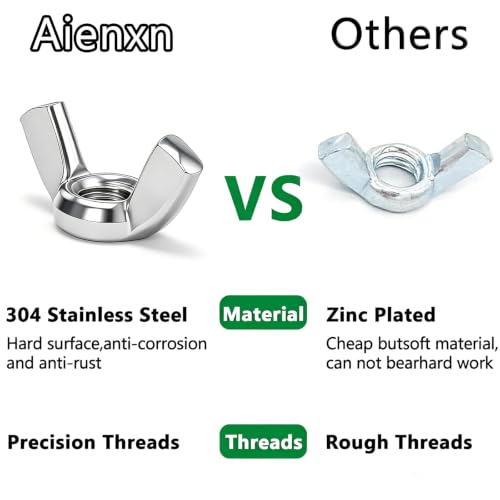 Image of 30PCS 5 /16 inch-18 Wing Nuts, 304 Stainless Steel Parts Butterfly Wing Nut, Wingnuts Fasteners