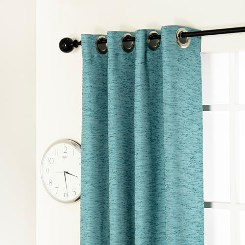 Image of Deco Window 18 inch-44 inch Adjustable Rustproof Curtain Rod for Doors & Windows with Brackets, Extendable Iron Metal Pipe Holder with Marble Ball Finials (Black,19MM Diameter)