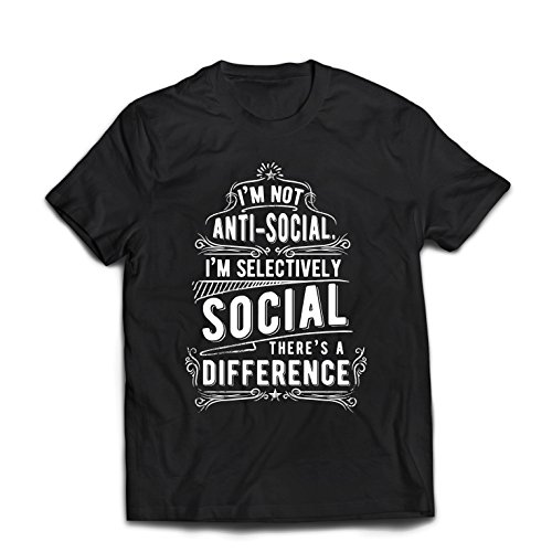 lepni.me Camisetas Hombre No Soy Antisocial Solo selectivamente Social, Gracioso Diciendo, Citas de Humor sarcástico (S Negro Multicolor)