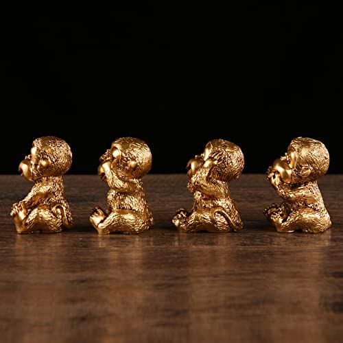 Set de 4 Figuras de Mono Feng Shui en Resina para Decoración miniatura 6