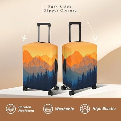Explore Land Travel Luggage Cover Suitcase Protector Fits 27-30 Inch Case (Amber Mountains, L)