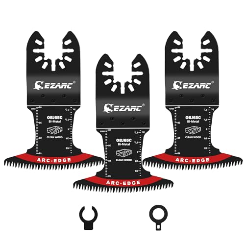 EZARC Bi-Metal Arc Edge Oscillating Tool Blade, 2-9/16" Extra-Wide Japanese Teeth Oscillating Saw Blades for Clean Cuts in Hard Wood & Plastic, Universal Fit Multitool Blades, 3-Pack by EZARC - Used condition - US$16.56