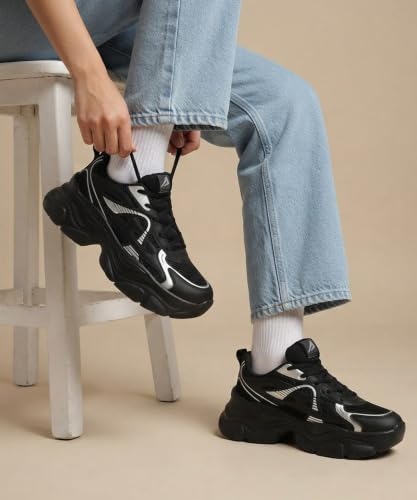 Image of Impakto Women Chunky Sneakers | Lightweight & Breathable Upper for Airflow | Shock Absorbing Padded Insole | Skid Resistant Outsole for Firm Grip for Travel, Party & College Casual Shoes