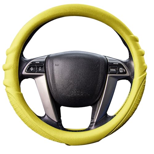 Image of FH Group Universal Fit Silicone with Grip and Pattern Massaging Grip Steering Wheel Cover fits most Cars, SUVs, Trucks, and Vans Yellow