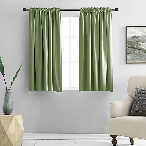 Image of DONREN Sage Green Blackout Curtains for Kitchen - Room Darkening Curtain Drapes with Rod Pocket (42 Inch Width x 54 Inch Length,2 Panels)