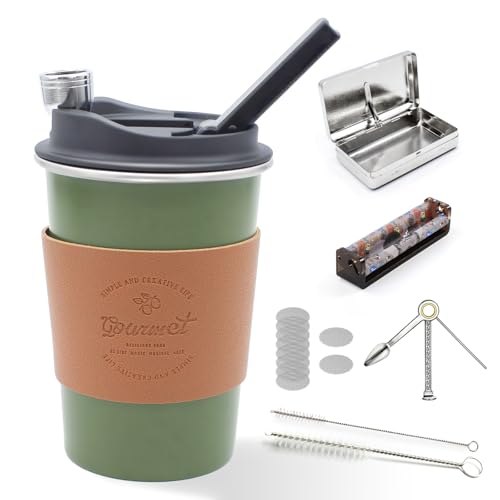 PangSing & Nan Stealth Coffee Cup Hookah Set with Stainless Steel Water Mug Fashion Design For Concealed Gatherings for Outdoor Gatherings & On-the-Go Use(Green)