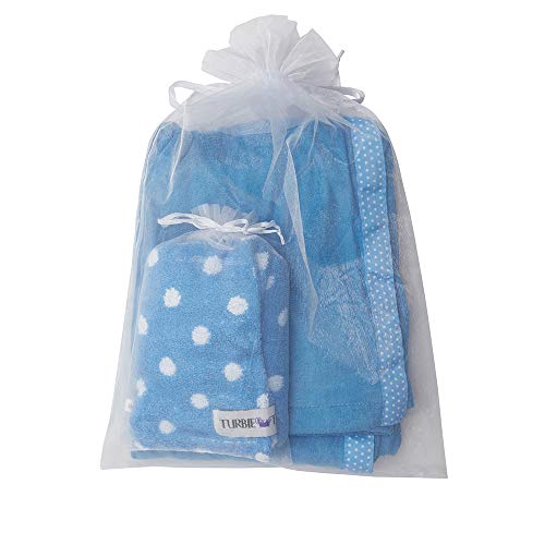 Turbie Twist Cotton Hair Towel & Bath Wrap Combo Pack (Blue Polka Dot) #TOP4