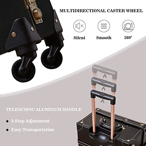 Image of UNIWALKER Vintage Luggage Set, 2 Piece Handcraft Leather Suitcase with Spinner Wheels TSA Lock and Cosmetic Train Case for Women Men