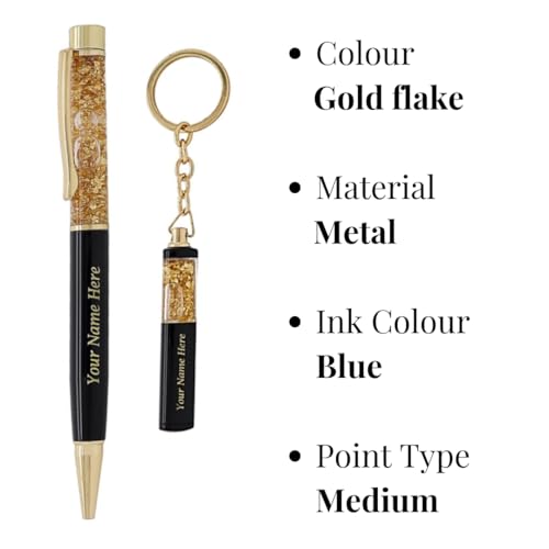 Image of ncgifts Customized Keychain Gift Set | Personalized Metal with Name Engraving | Gold Flakes & Keychain Combo | Custom Name for Men & Women | Ideal for Corporate & Birthday Gifting