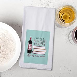 Chris's Stuff Kitchen Dish Towel - Flour Sack Cotton Dishcloth - Highly Absorbent - 27 x 27 Inches for Wine Lovers - Funny Quote Therapy (Bottled Poetry) Chriss Stuff Kitchen Dish Towel Flour Sack Cotton Dishcloth Highly Absorbent 27 x 27 Inches for Wine Lovers Funny Quote Therapy Bottled Poetry