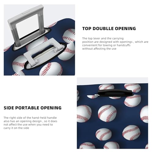 Luggage Cover Protector - Modern Baseball White Print Fit 18-21 Inch Suitcase Covers for Luggage4