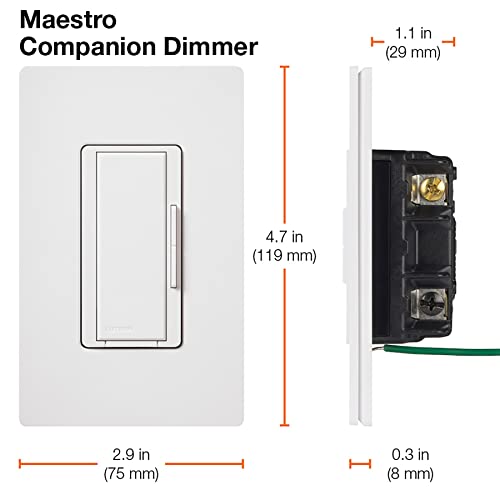 Lutron Maestro Companion Multi-Location Dimmer | Not For Standalone Use | Ma-R-La, Light Almond #TOP4