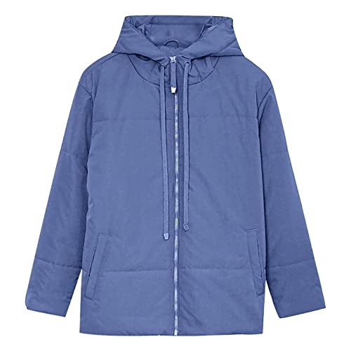 Manteau chaud doux grande taille bleu de style sportswear pour femme