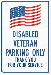 Road Warning Street Sign Plaques and Signs Outdoor Aluminum Metal Sign 6x8 Inch Inches, Disabled Veteran Parking Only Sign (Blue Version)