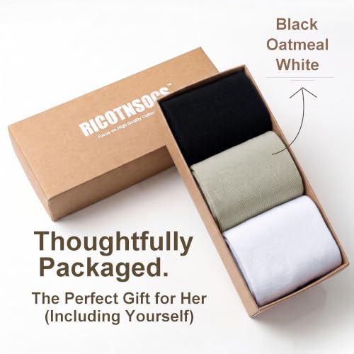 Image of Women's Cotton Quarter Crew Socks | Anti-Pilling,Seamless Toe,Mid-Calf,Ribbed Cuff,Reinforced Heel,Gift Box,Casual Daily Gym Office,Match All Shoes