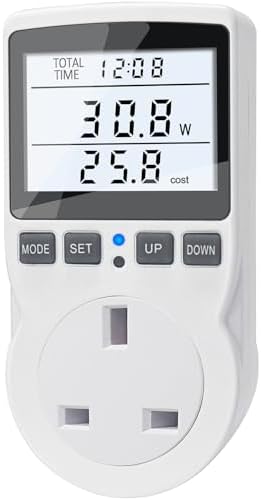 KETOTEK Energy Monitor Plug, Electricity Usage Monitor with 11 Modes, Power Meter Backlight Display, Energy Watt Voltage Amps Power Consumption Meter, Overload Protection for Home Appliances