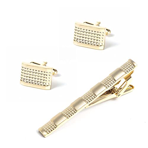 Gemelos de oro para camisa de vestir con pisacorbatas de moda