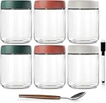 Overnight Oats Jar,16 OZ - Set Of 6,Overnight Oats Containers With Lids,Mason Jars,Chia Pudding Jars With Lids, Oatmeal Container To Go, With Spoon And Marker