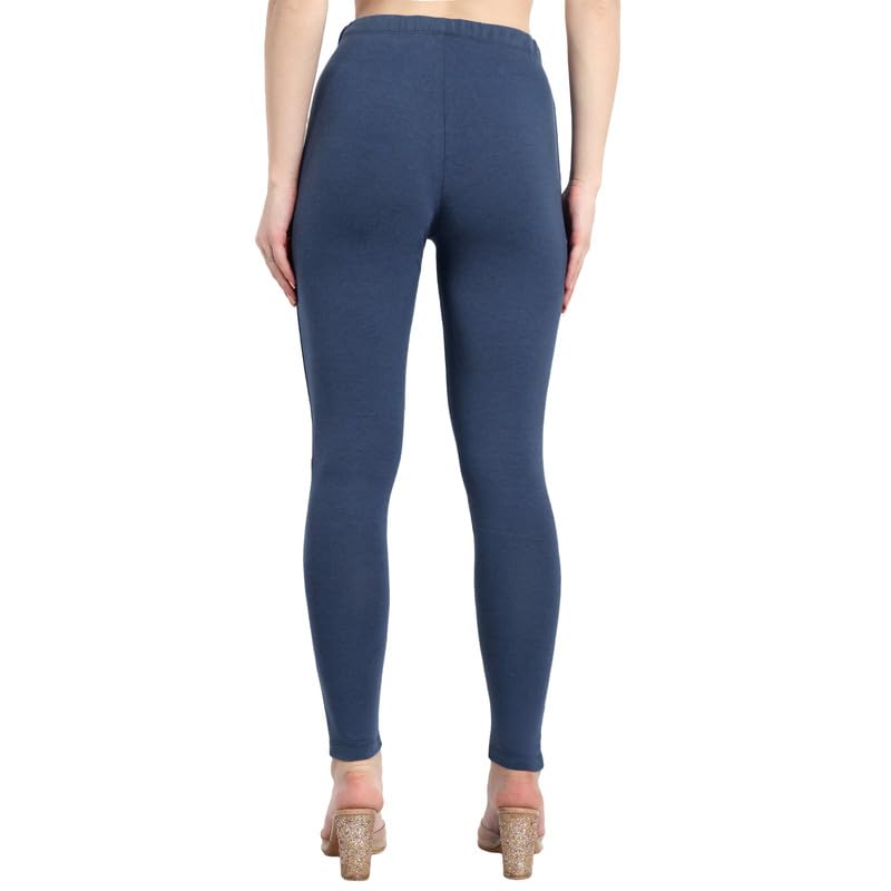 Image of ONE SKY Women Full Length Leggings | Cotton Modal Spandex Blend | High Waist Stretchable & Bio-Washed Fabric | Colour-Lock Technology | Comfortable Leggings for Women