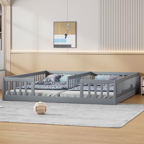 Miniatura 3 de Suky Cama Panel, 90 X 200 Cm, Color Blanco, Cuna Con Barandilla, Sin Colchón, Para Familias Con Dos Hijos, Madera De Pino, Estilo Minimalista Gris Con Somier