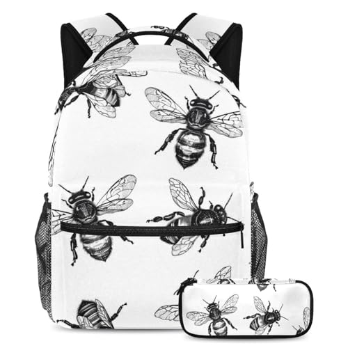 Mini Abeille Peinte à la main Sac à dos enfant et trousse Large