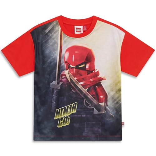 Kabooki LEGO NINJAGO Kinder T-Shirt für Jungen und Mädchen | Weicher Single Jersey Stoff | Kurzarm Alltagsshirt mit coolem NINJAGO Frontprint