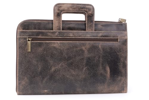Bucklestone, Men's Leather A4 Zip Conference Folder, Document Holder With Card & Pen Pockets, Fits Tablet, Retractable Handle