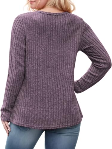 Image of DOLNINE Womens-Plus-Size-Tops Casual Long Sleeve Shirts Trendy Button Side Split Fall Cute Tunic Sweatshirts XL-5XL