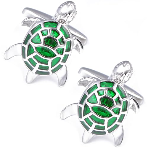 Green Turtle Men's Cufflinks for Wedding Daily French Cuff Tuxedo Shirt In Gift Box Brass Metal Shirt Buttons Cufflinks Jewelry Anniversary