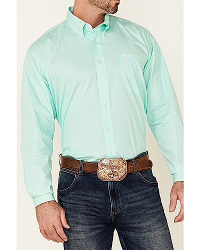 Cinch Western Shirt Mens L/S Logo Pocket Button Down Green MTW11042373