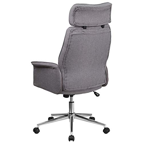 Flash Furniture High Back Gray Fabric Executive Swivel Office Chair With Chrome Base And Fully Upholstered Arms #TOP5