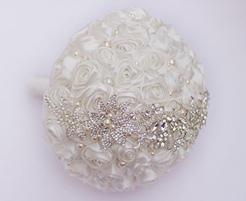 Bride Holding Flowers, Romantic Wedding Colorful Rose Bride 's Bouquet,Purple Pink Bridal Bouquets (White) - Image 6