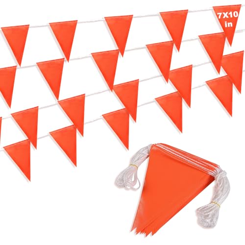 Decorniqu - Decorniqu 102ft Pennant Safety Flags 7" x 10" Warning Flagging Banner for Construction Site, Boundary Barrier Signs, Parking Lot, Events, Rooftop, Traffic Barrier, Perimeter Marking Flag on String 45 Flags