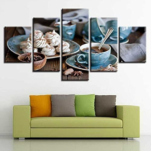 Photos pour mur vide cuisine grand tableau sur toile 5 pièces vintage café