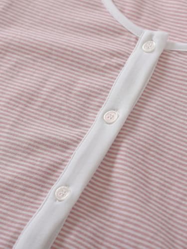 Image of Latuza Women's Petite Cotton Pajama Set Striped Button Down Pjs