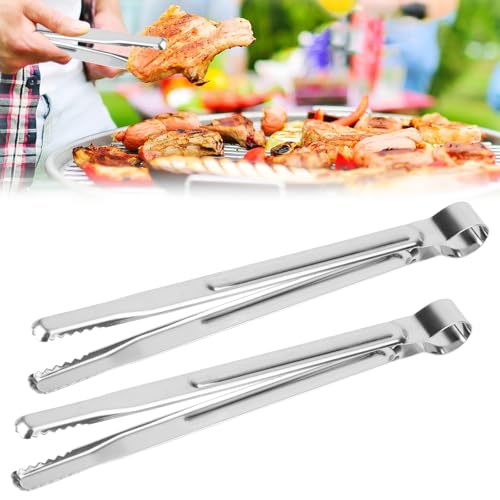 2 Stück Grillzange aus Edelstahl BBQ Würstchen Wendezange Zum Kochen 25cm Küchenzange Hitzebeständigem Grillzange zum Kochen, Grillen, Buffet, Barbecue