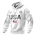 Cltopsku Men's USA Patriotic Hoodies 250 Anniversary USA Shirt Plus Size Waffle USA Flag Pullover 1776-2026 250th Anniversary Sweatshirt Spring Patriotic Hooded White M