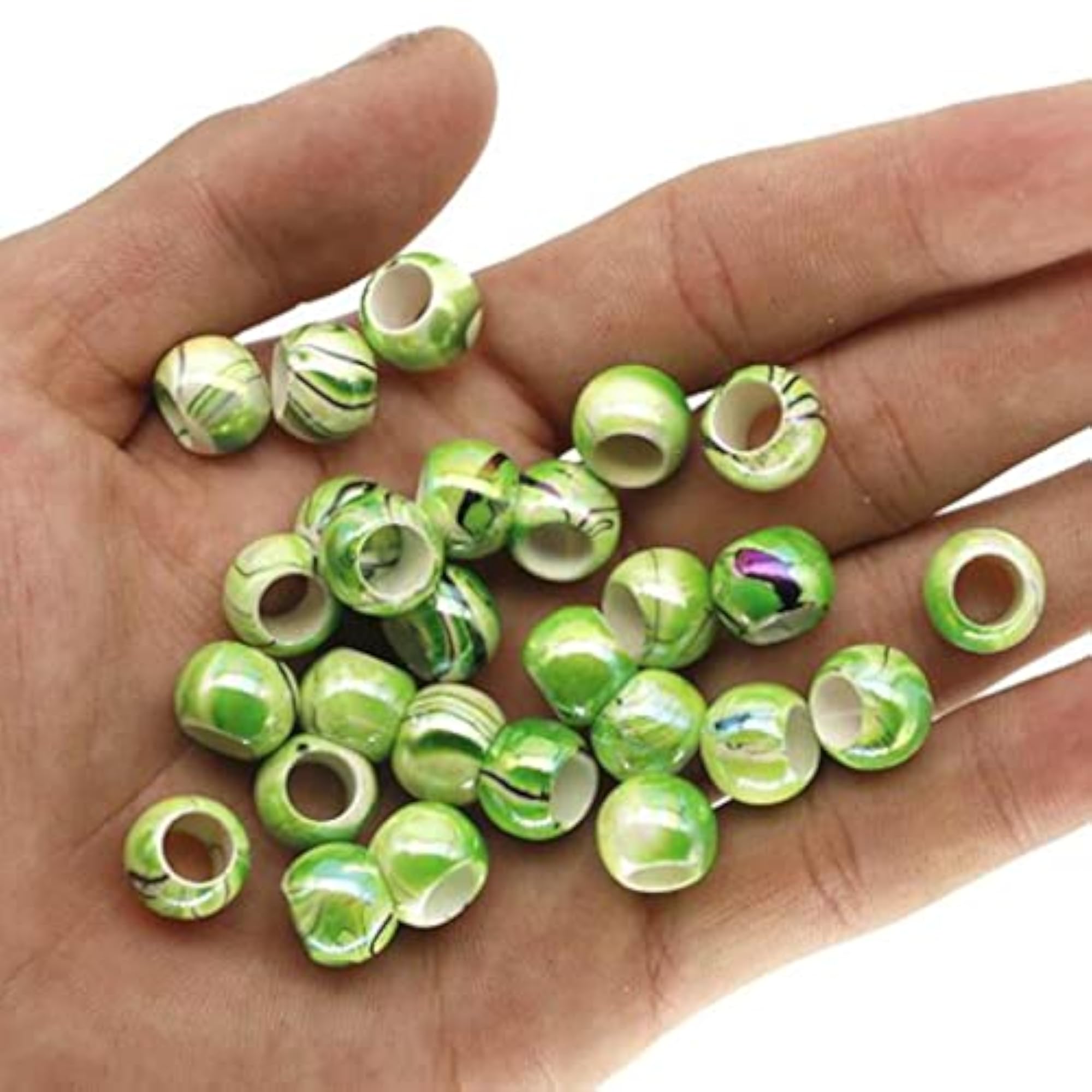 3pc Green Beads Hair Braid Ring Cuff Clips, Hair Accessories