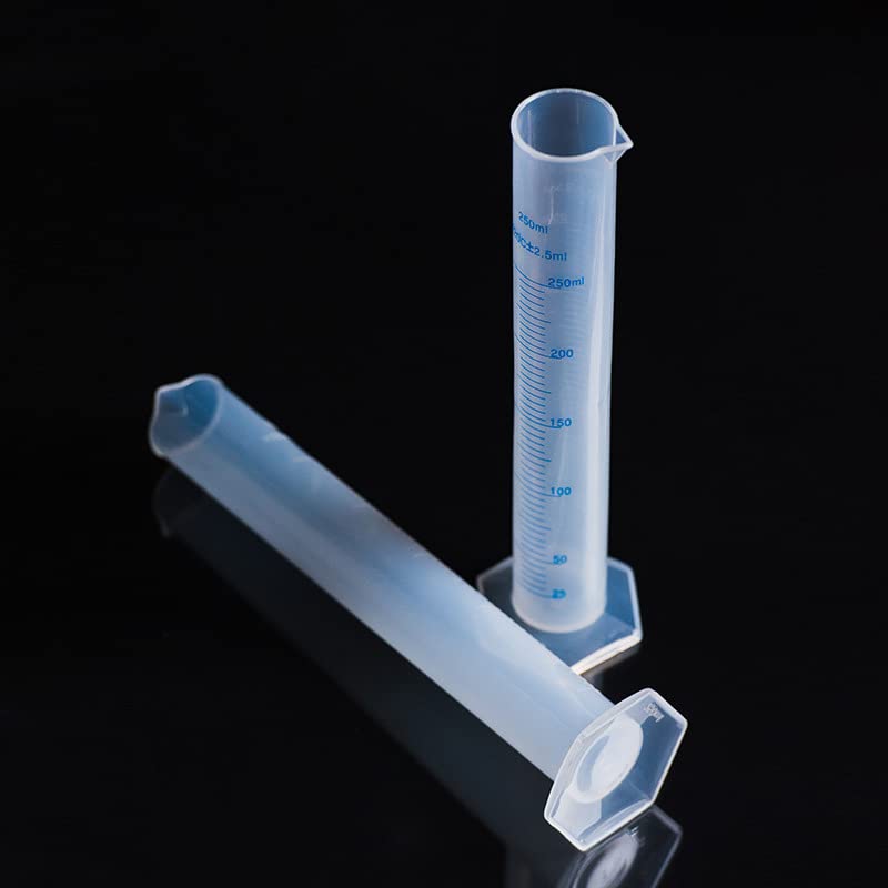Measuring Cylinder Straight Plastic 250ml Large Capacity Clear Scale Tool Polypropylene Lab Test Tubes for Laboratory Science Experiment 250ml