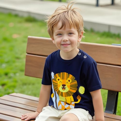 Image of DEEKEY Toddler Boys Shirts Short-Sleeve Little Kids t Shirts Boys' Tops, Tees & Shirts Graphic TEE Age for 2-7 Years 4-Pack