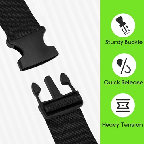 WISYOK Koffergurt 2 Stück, Kofferband Gurt Auffällig, Erweiterte Koffergurte Maximal 250cm, Sicher Kofferbänder, Robuster Koffer Gurtband, Luggage Strap für Reisen und Flugreise (Schwarz)
