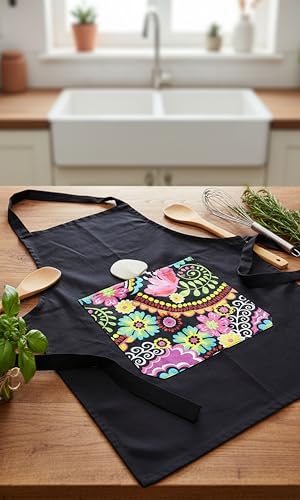Image of Kitchen Apron for Women & Men | 100% Cotton | Cooking Apron with Big utility Pocket | Adjustable neck strap | Free Size | Kitchen Utensils Accessory
