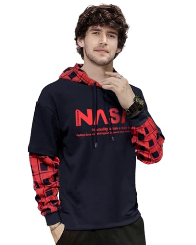 Image of EYEBOGLER Mens Regular Fit Hooded Neck Full Sleeve Tshirt