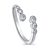 BERRICLE Rhodium Plated Sterling Silver Cubic Zirconia CZ Bubble Wrap Open Fashion Right Hand Ring Size 9