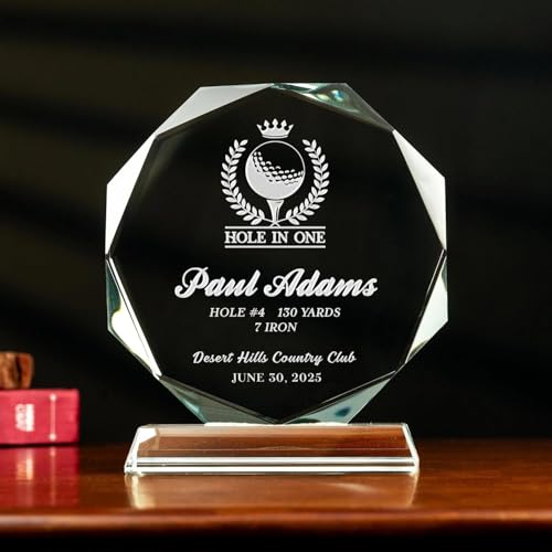 Personalized Golf Crystal Hole-in-One Trophy