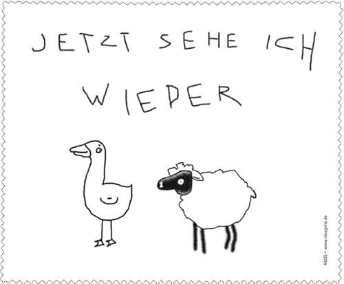 Brillenputztuch 18 x 15 cm • 44255 ''Jetzt sehe ich wieder Gans Schaf'' von Inkognito • Künstler: INKOGNITO © Martin Scheffler