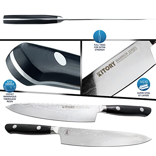 Kitory Damascus Chef Knife 8" - Japan Gyouto - Vg10 Super Hc Steel Kitchen Knife - G10 Handle - Gift Box #TOP2