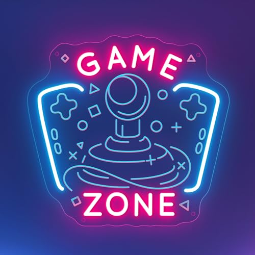 Image of Game Zone Neon Sign Game Room Neon Sign Gaming Zone LED Neon Light Gamer Wall Decor Light up Signs for Man Cave Bedroom Party Decoration Ideal Chritmas Gifts for Boys