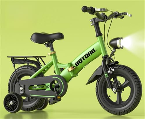 【Banefu】子供用自転車、12-20インチ、折りたたみ式、高さ調整可能 補助輪付き 組立簡単転倒防止 バランス感覚、3〜12歳男の子用・女の子用自転車、ギフトカー 誕生日 プレゼント ギフト (18インチ,【一体型ホイール】+折りたたみ+落下防止サイレ